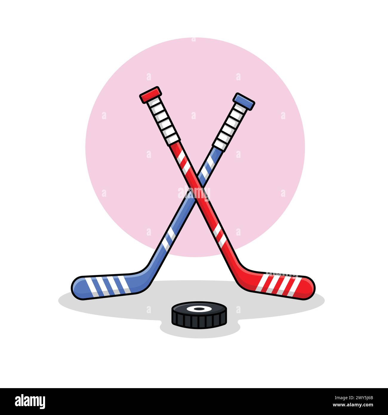 Bâton de hockey sur glace et illustration vectorielle de Puck de hockey. Conception de concept de hockey sportif Illustration de Vecteur