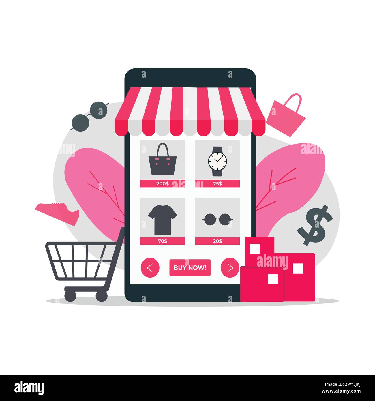 Illustration vectorielle de concept de vente d'achats en ligne Illustration de Vecteur