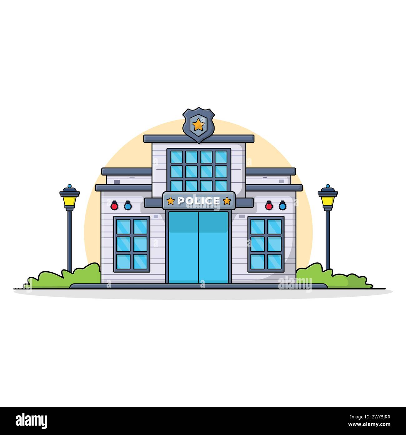 Illustration vectorielle du bâtiment du poste de police. Conception du concept du service de police Illustration de Vecteur