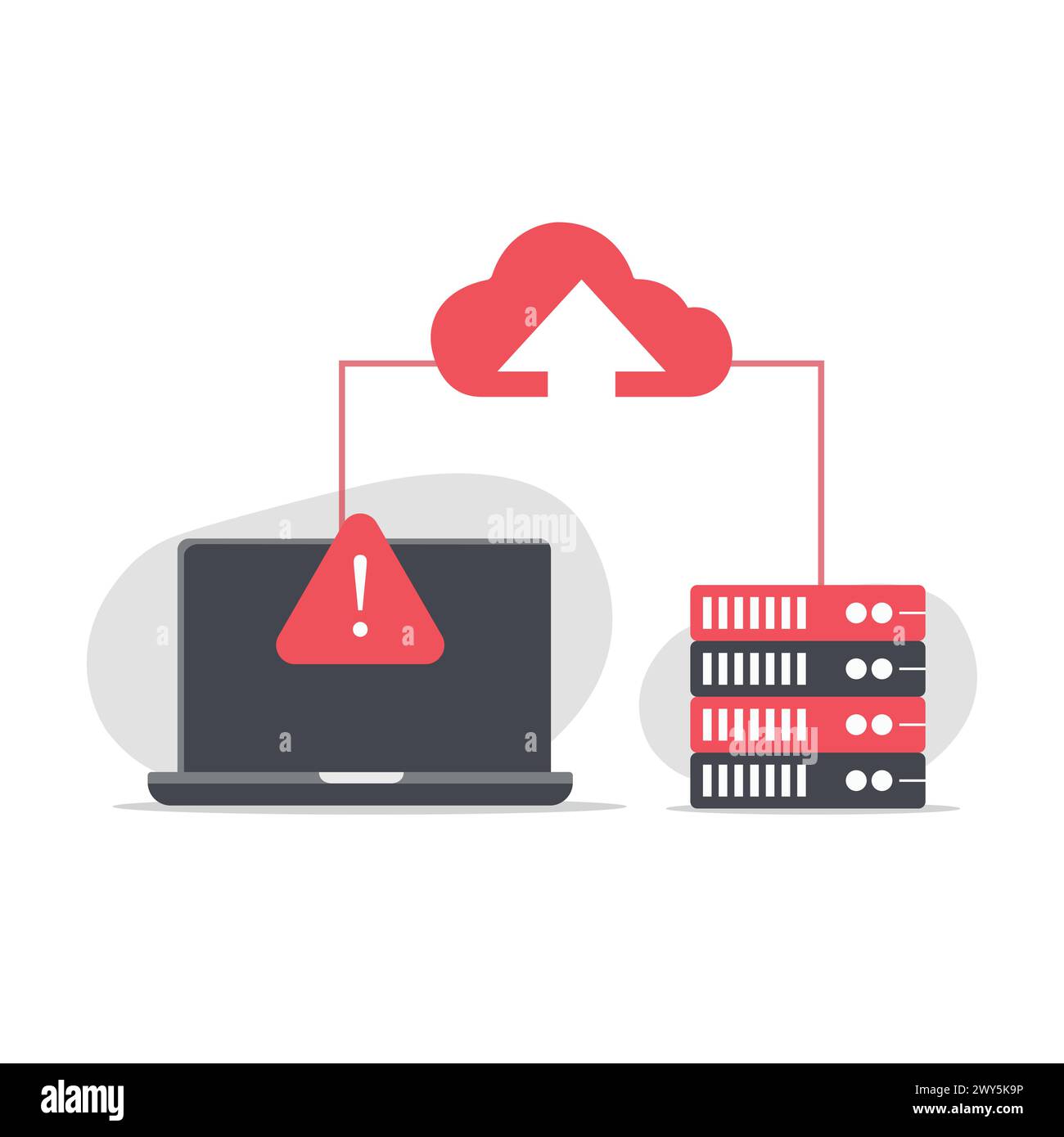Illustration du vecteur d'erreur du transfert de données vers le serveur. Conception de concept d'erreur de serveur isolée. Conception plate Illustration de Vecteur