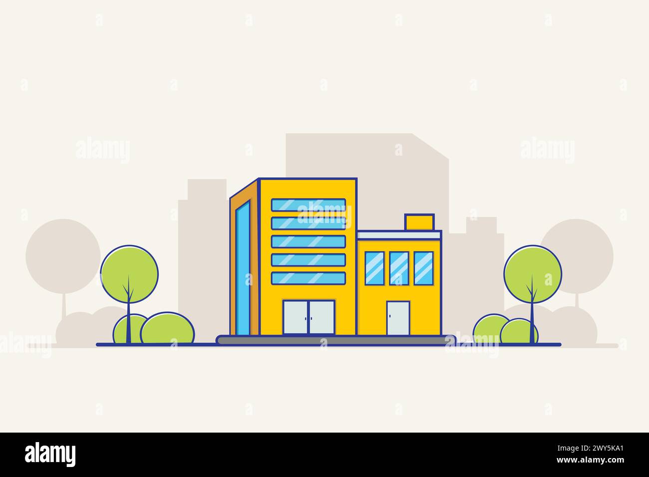 City Building Beautiful Flat Design Vector illustration fond de paysage. Maison d'appartements moderne. Location de bureaux Bâtiment commercial immobilier Conce Illustration de Vecteur