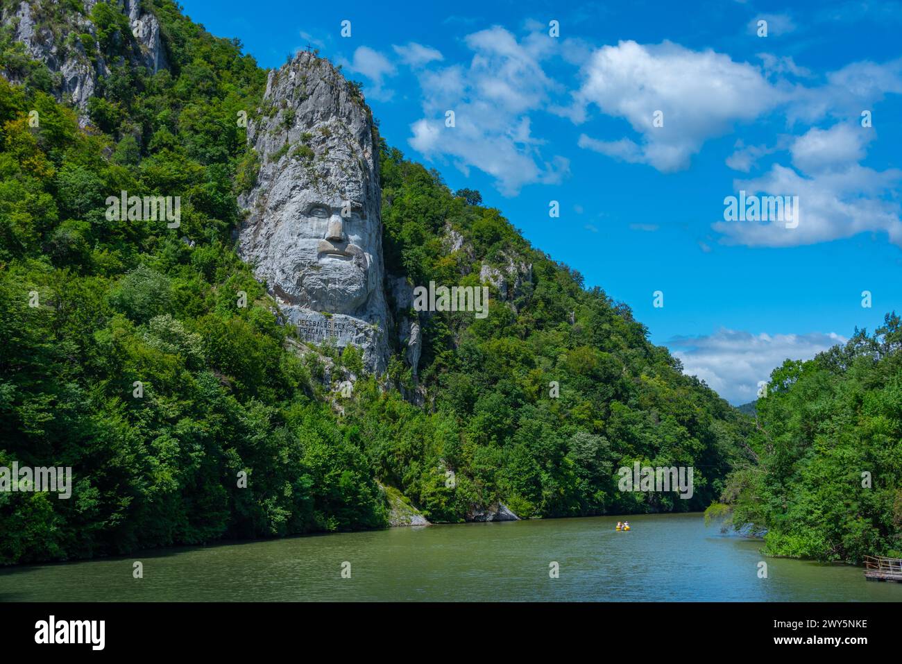 Sculpture rocheuse de Decebalus dans le parc national Iron Gates en Roumanie Banque D'Images