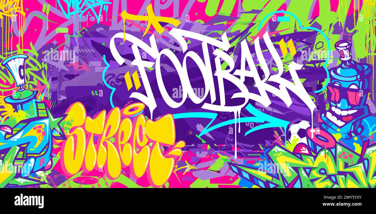 Cool abstrait Hip Hop Urban Street Art Graffiti style Soccer ou Football illustration fond. Illustration vectorielle Illustration de Vecteur