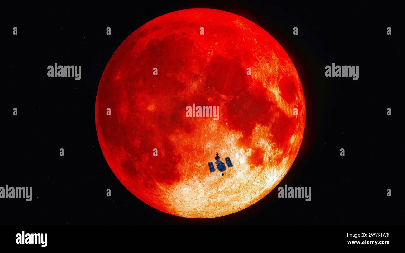 Télescope Hubble et la lune. Amélioration numérique d'une image par la NASA Banque D'Images