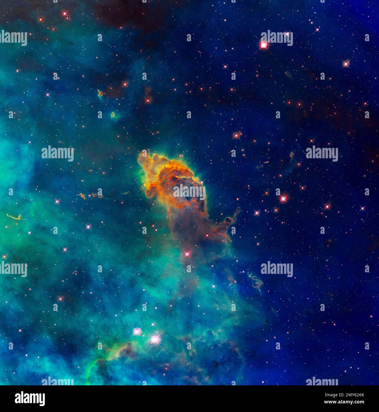 Cluster d'étoiles NGC 2074 dans le grand nuage de Magellan. Amélioration numérique d'une image par la NASA Banque D'Images