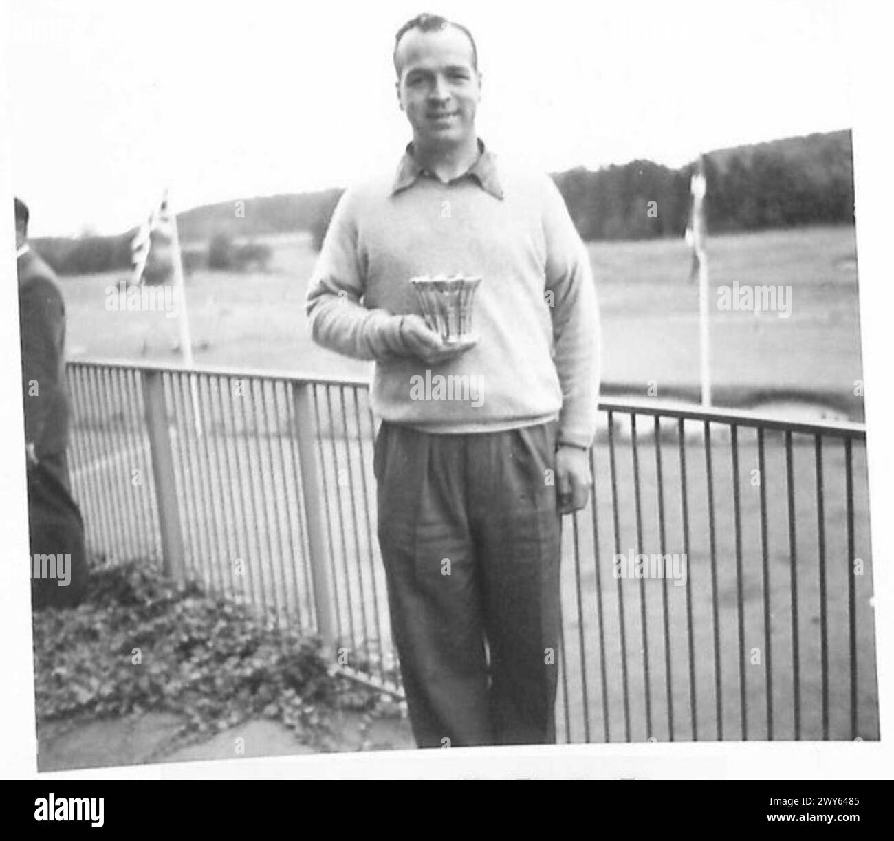 Le Major Beeckh du York Downs Golf Club, Ontario, Canada, a remporté le tournoi de golf anglo-danois, organisé par l'armée britannique du Rhin. Banque D'Images