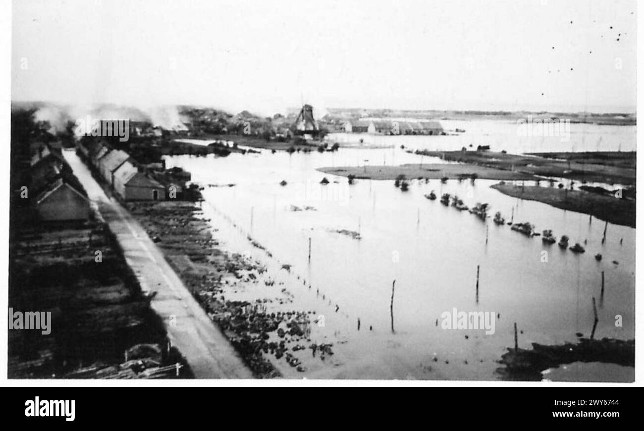 INVASION DE L'ÎLE WALCHEREN - Une zone inondée de l'île. , Armée britannique, 21e groupe d'armées Banque D'Images