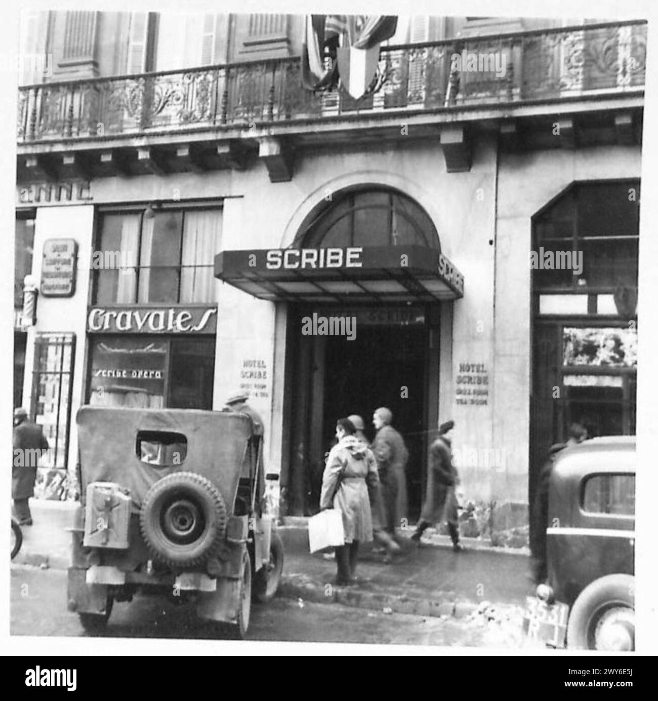 L'entrée de l'hôtel Scribe, montrant sa porte extérieure et principale. Banque D'Images