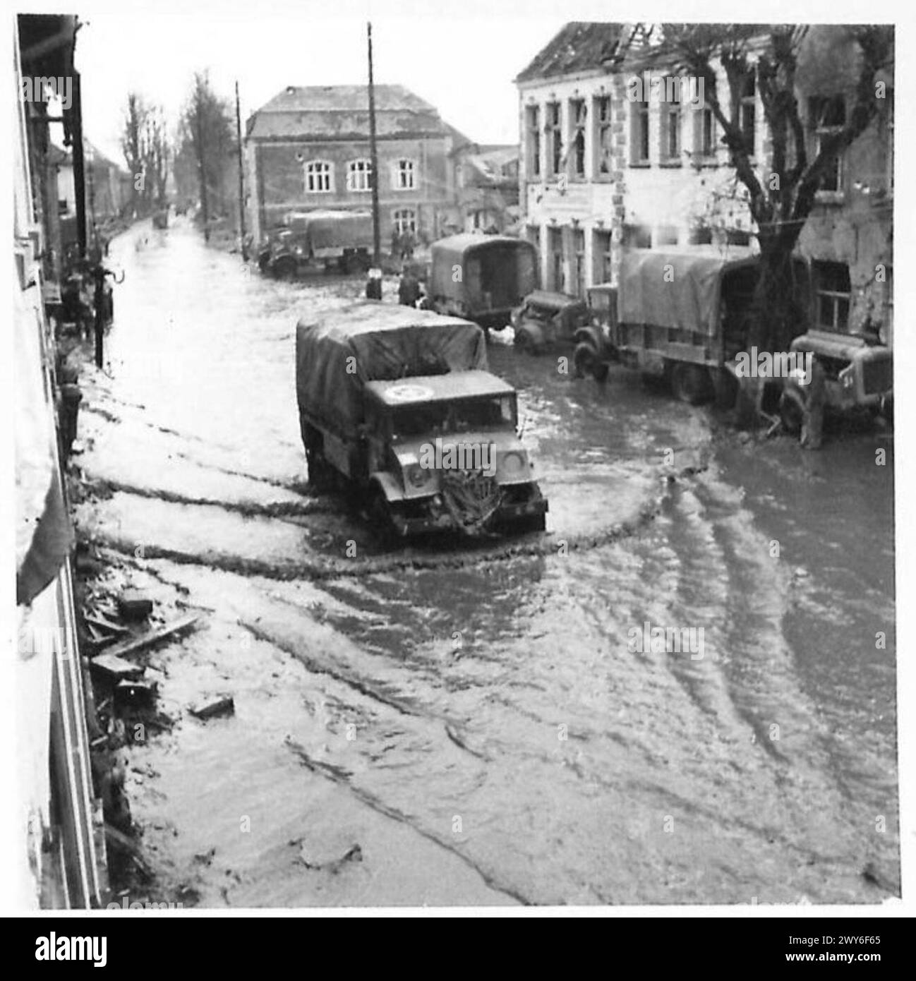 Les rues de Kranenburg, en Allemagne, sont inondées suite à de fortes précipitations. Banque D'Images