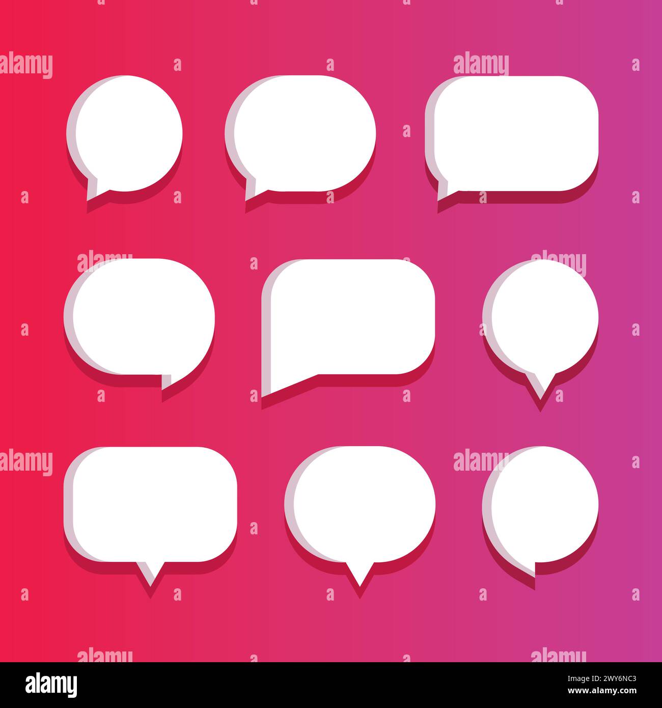 3D bulle de discours chat collection d'icônes affiche et autocollant concept bannière Illustration de Vecteur