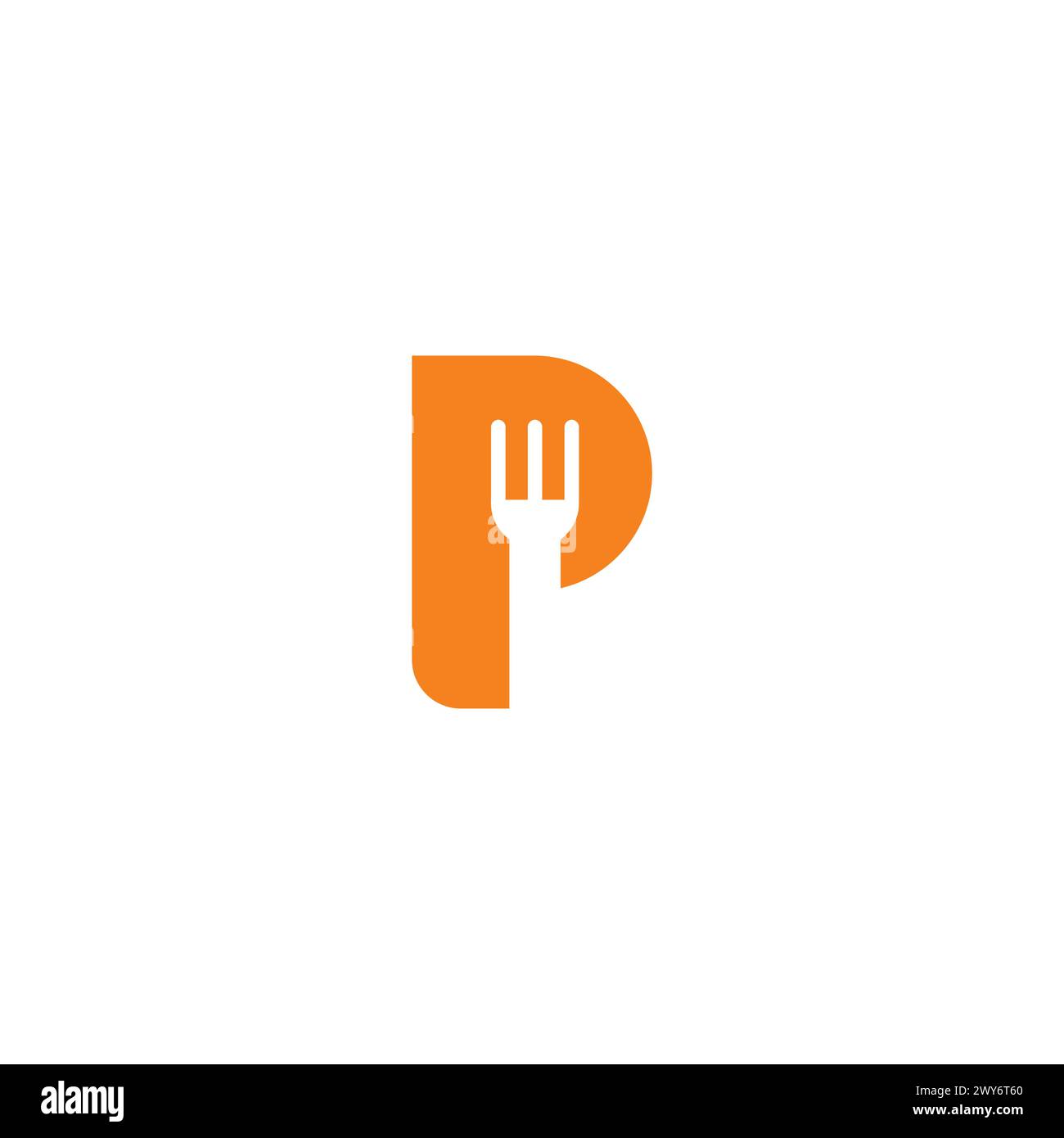 Logo P Fork. Vecteur d'icône lettre P. Illustration de Vecteur