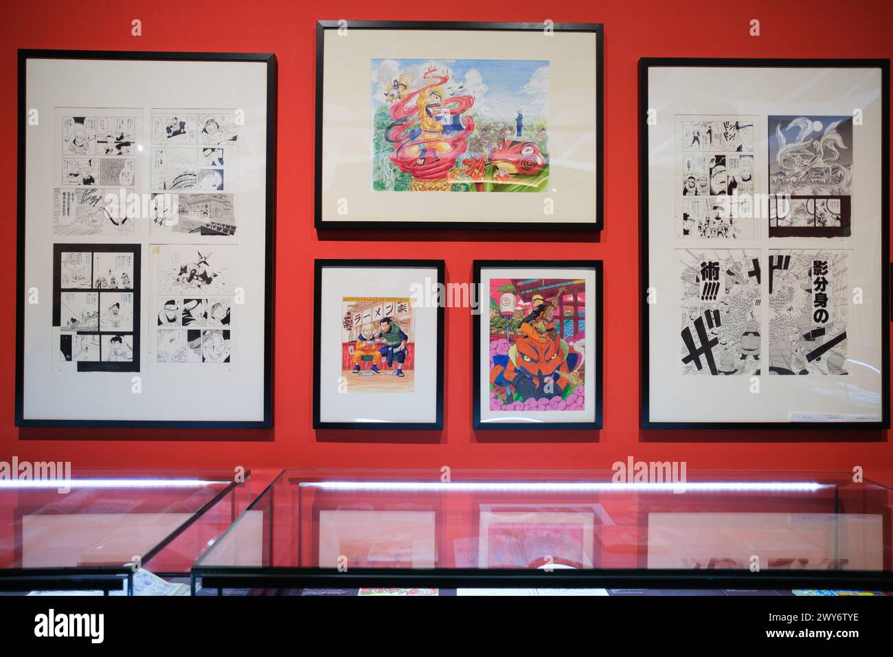 Madrid, Espagne. 04th Apr, 2024. Vue de l'exposition 'L'ART DU MANGA' au COAM à Madrid, 4 avril 2024 Espagne crédit : Sipa USA/Alamy Live News Banque D'Images