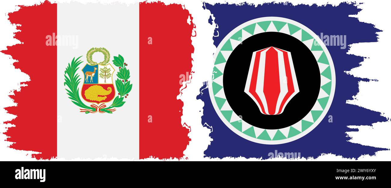 Bougainville et Pérou grunge drapeaux connexion, vecteur Illustration de Vecteur