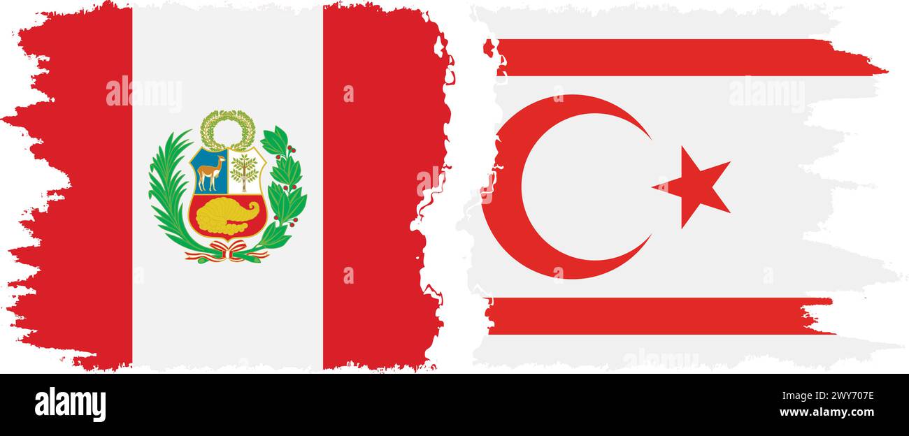 République turque de Chypre du Nord et Pérou grunge drapeaux connexion, vecteur Illustration de Vecteur