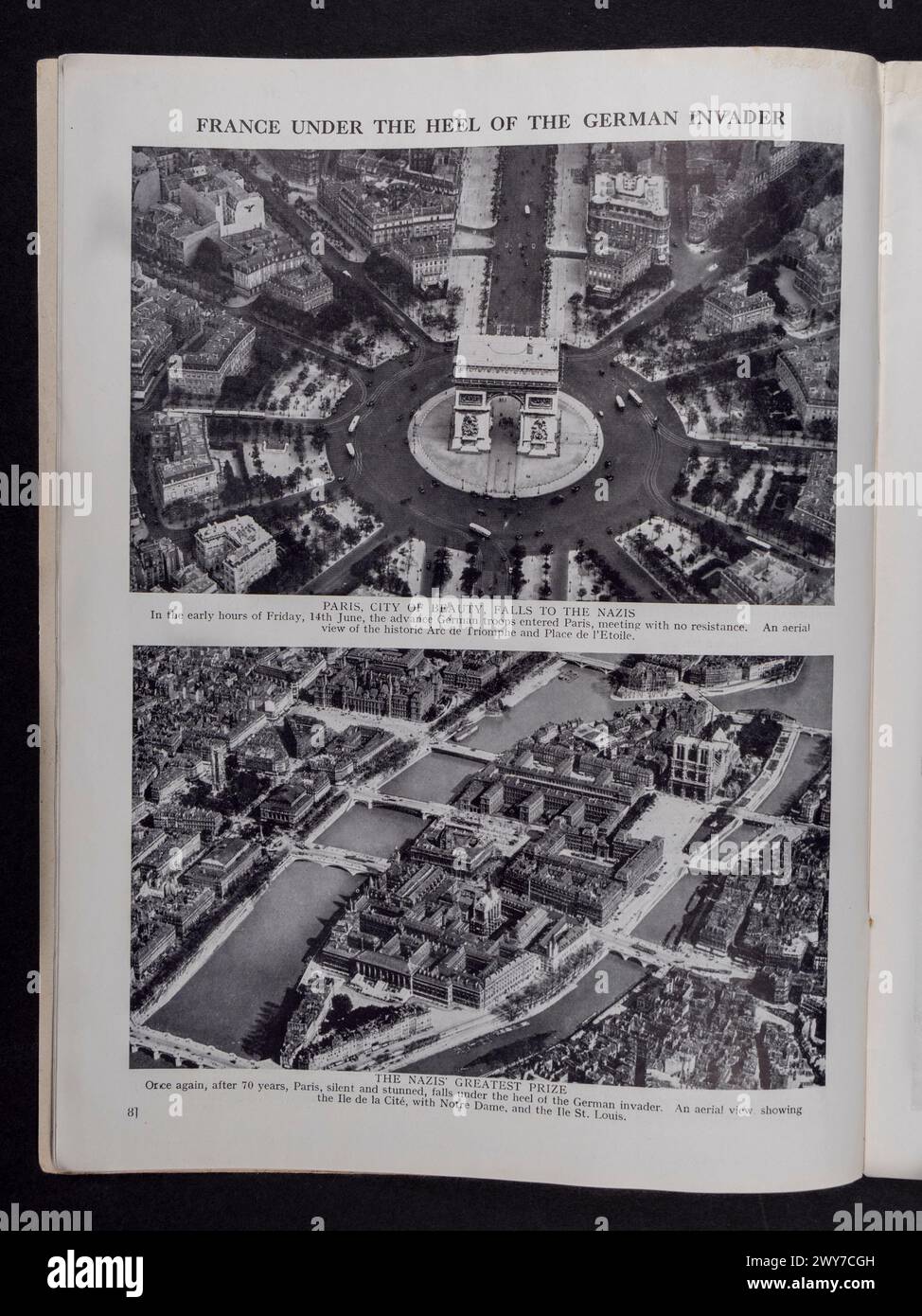 Photos de 'la France sous le talon de l'envahisseur allemand', histoire picturale de la guerre de Hutchinson (n° 1, série 6), publiée en juin 1940. Banque D'Images