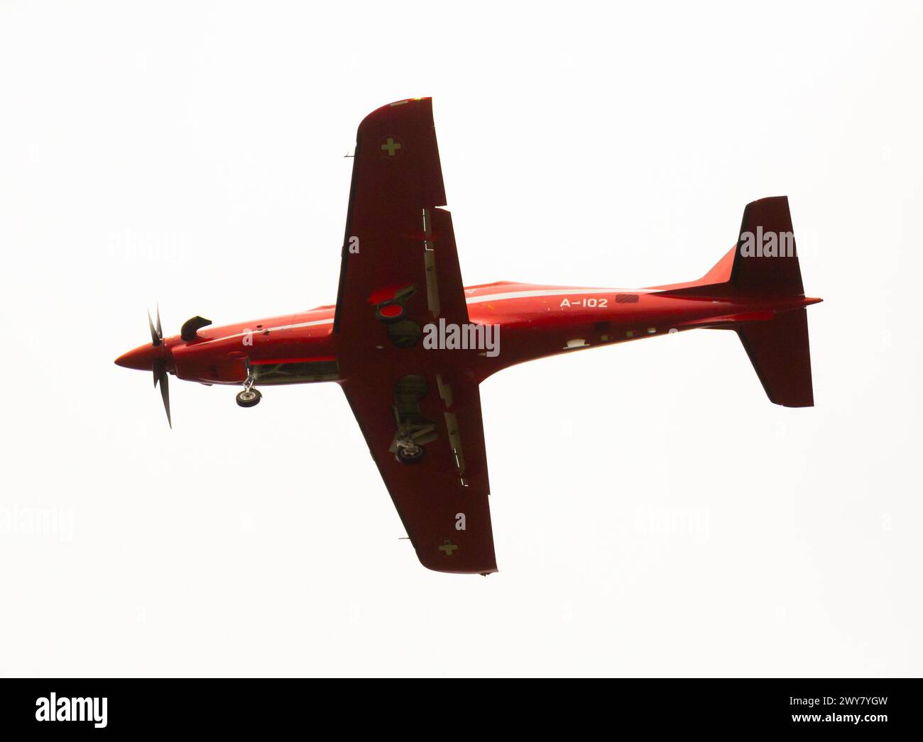 Pilatus PC-21 atterrissage à l'aéroport d'Emmen, Suisse Banque D'Images