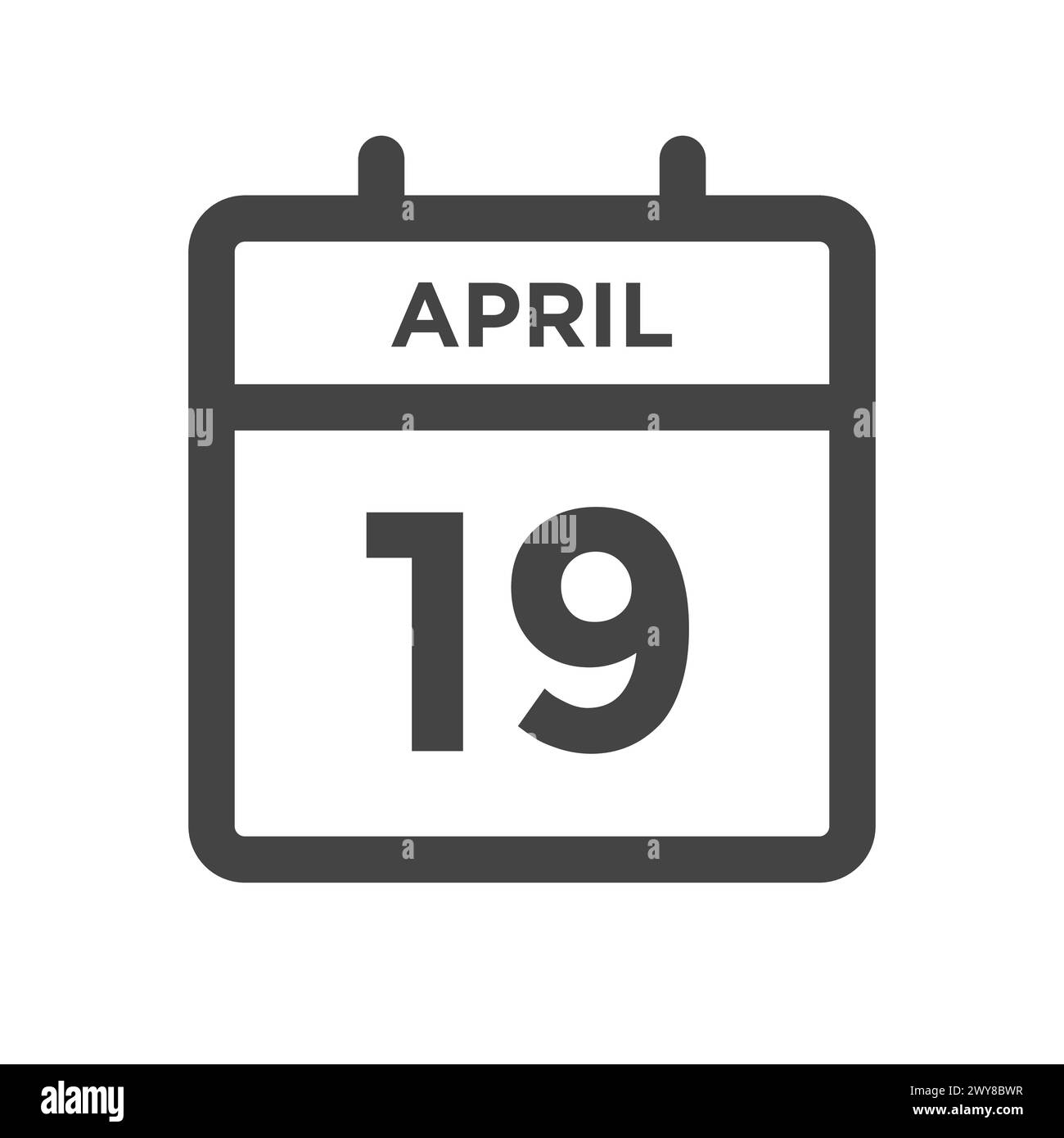 19 avril jour civil ou Date calendrier pour l'échéance ou le rendez-vous Illustration de Vecteur