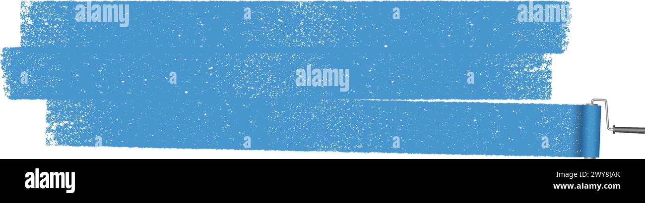 Illustration de peinture au rouleau bleu vectoriel avec texture grunge isolé sur Un fond blanc. Illustration de Vecteur