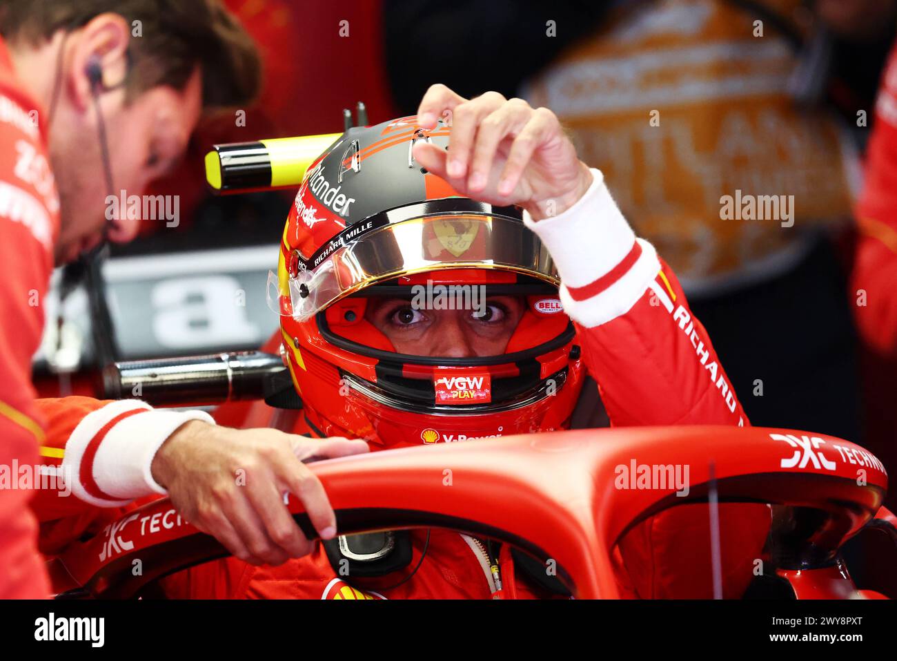 Suzuka, Japon. 05th Apr, 2024. Carlos Sainz Jr (ESP) Ferrari SF-24. 05.04.2024. Championnat du monde de formule 1, route 4, Grand Prix du Japon, Suzuka, Japon, journée d'entraînement. Le crédit photo devrait se lire : XPB/Alamy Live News. Banque D'Images