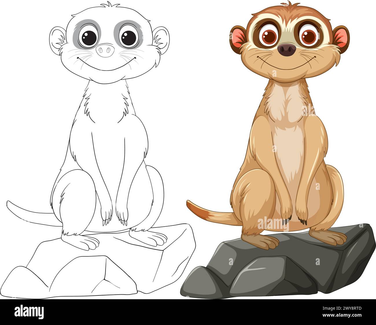 Illustration vectorielle d'une suricate, colorée et délimitée. Illustration de Vecteur