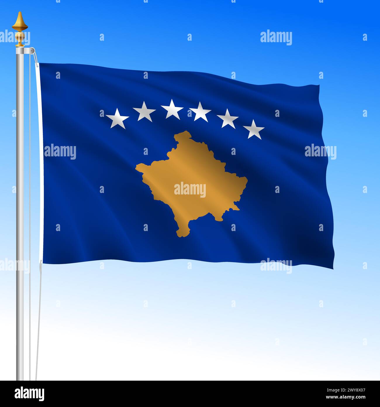 Drapeau national officiel du Kosovo agitant, pays européen, illustration vectorielle Illustration de Vecteur