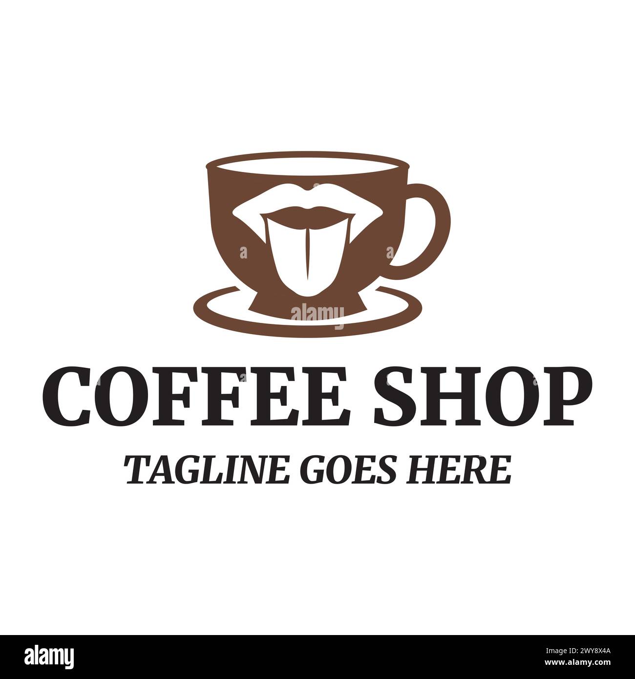 Illustration de logo vectoriel d'une tasse à café et des lèvres Illustration de Vecteur