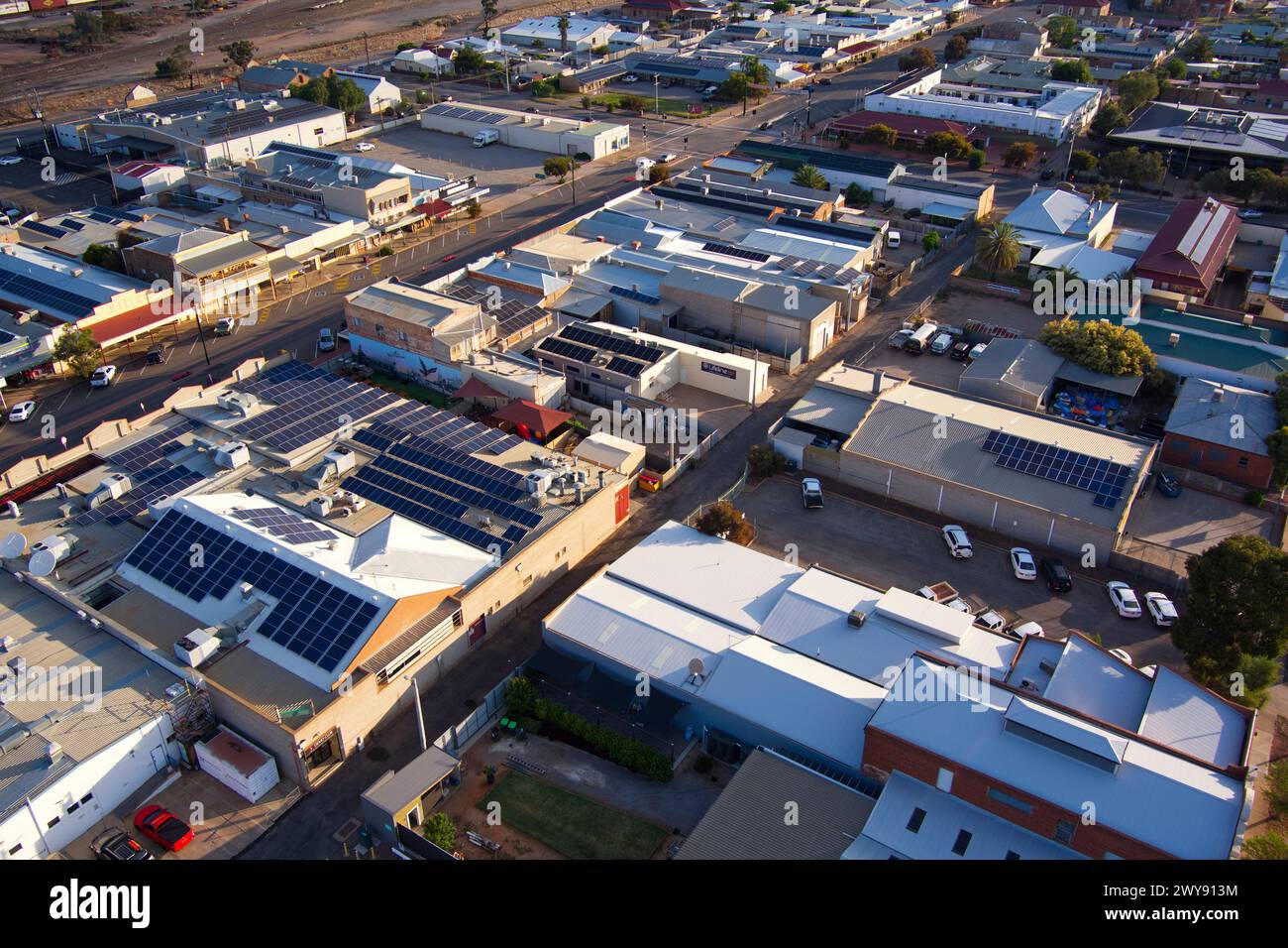 Panorama aérien du quartier des affaires de Broken Hill Nouvelle-Galles du Sud Australie Banque D'Images