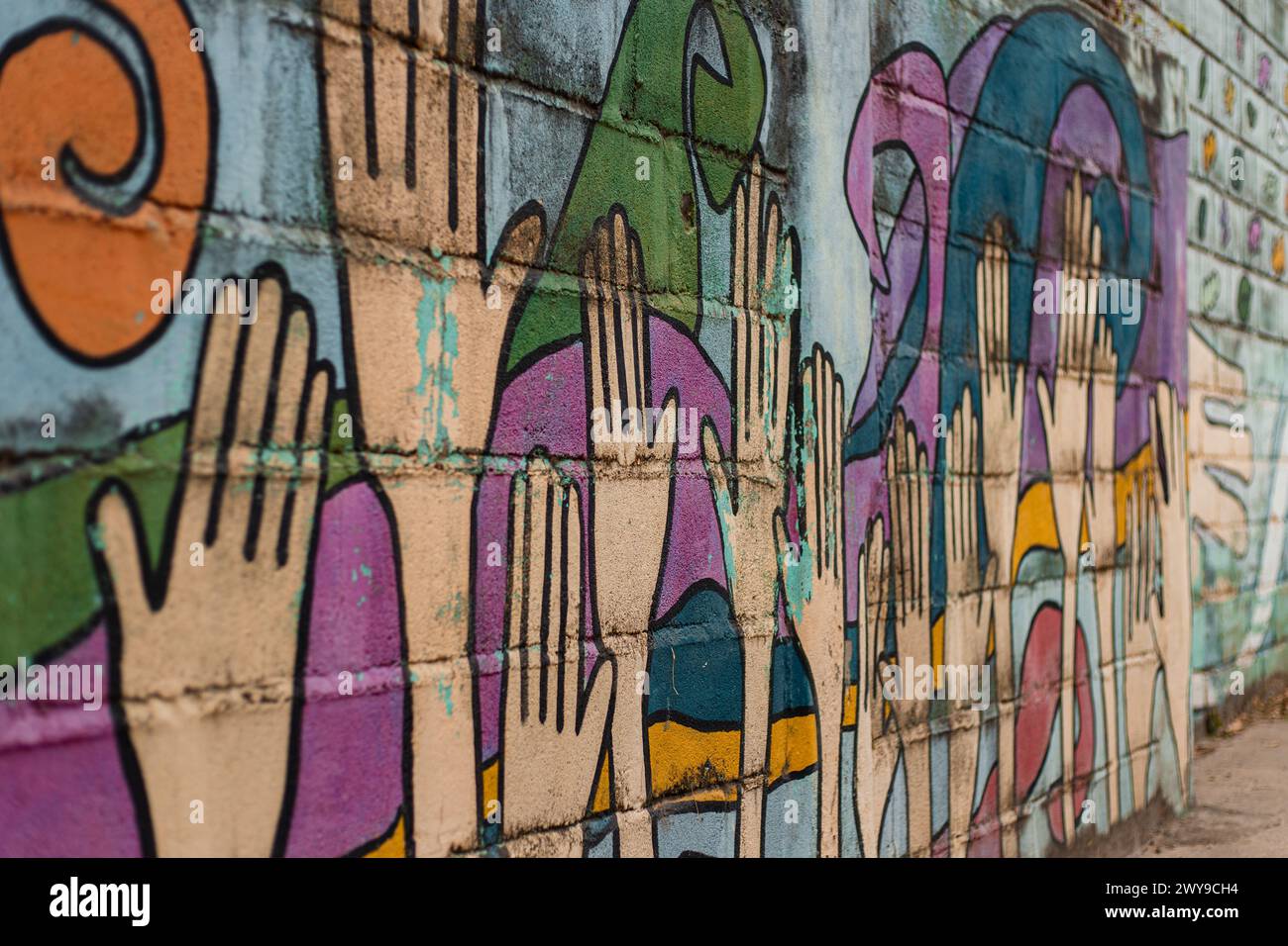Un gros plan de Whipala Graffiti sur le mur a uni l'Amérique latine à Villa Maria, Cordoue, Argentine Banque D'Images
