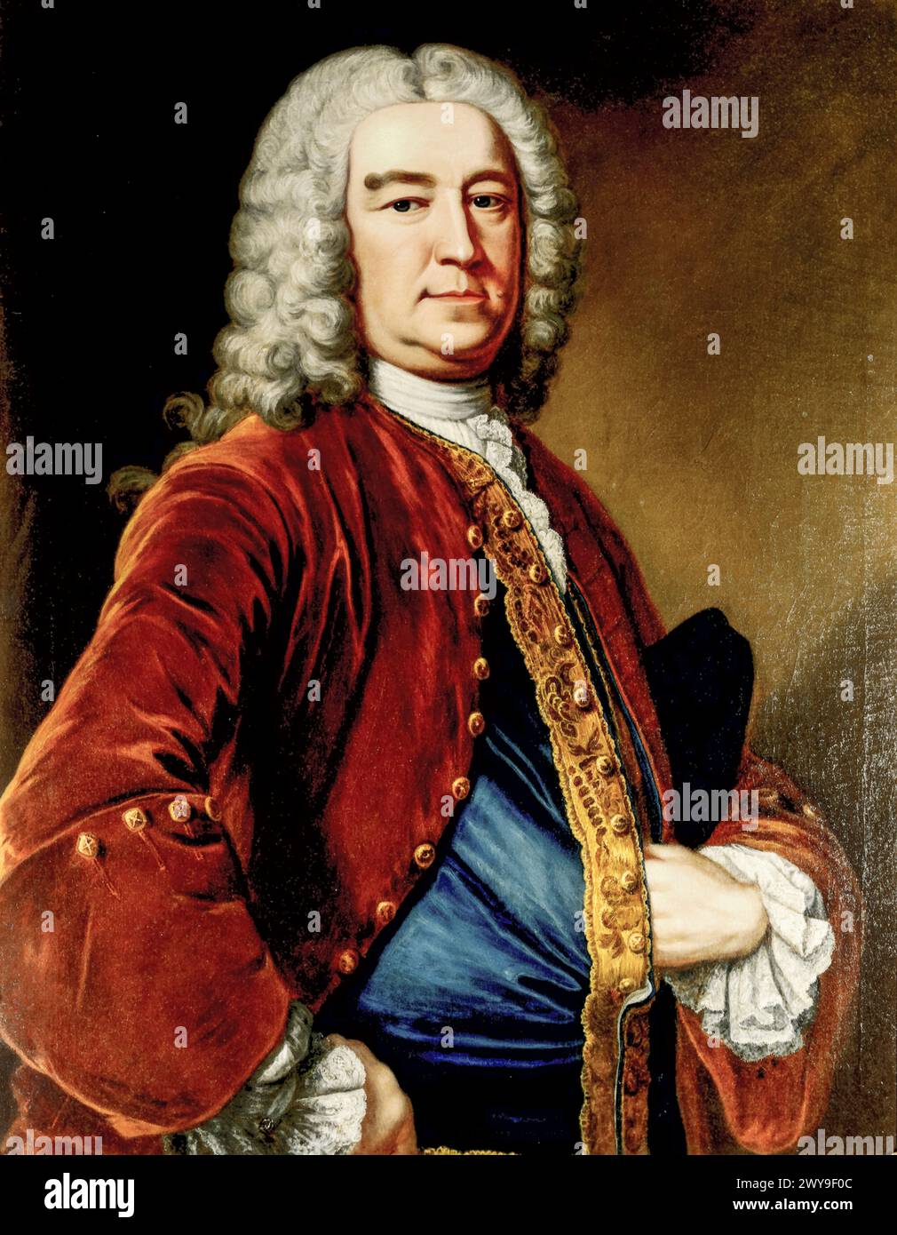 Henry Pelham (1694-1754), homme politique whig et premier ministre de Grande-Bretagne 1743-1754, portrait peint à l'huile sur toile par John Giles Eccardt (attribué), avant 1779 Banque D'Images
