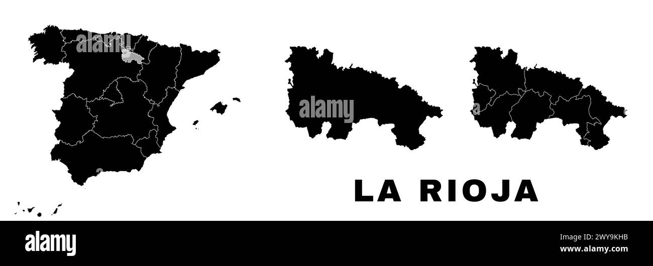 Carte de la Rioja, communauté autonome en Espagne. Division administrative espagnole, régions, arrondissements et municipalités. Illustration de Vecteur