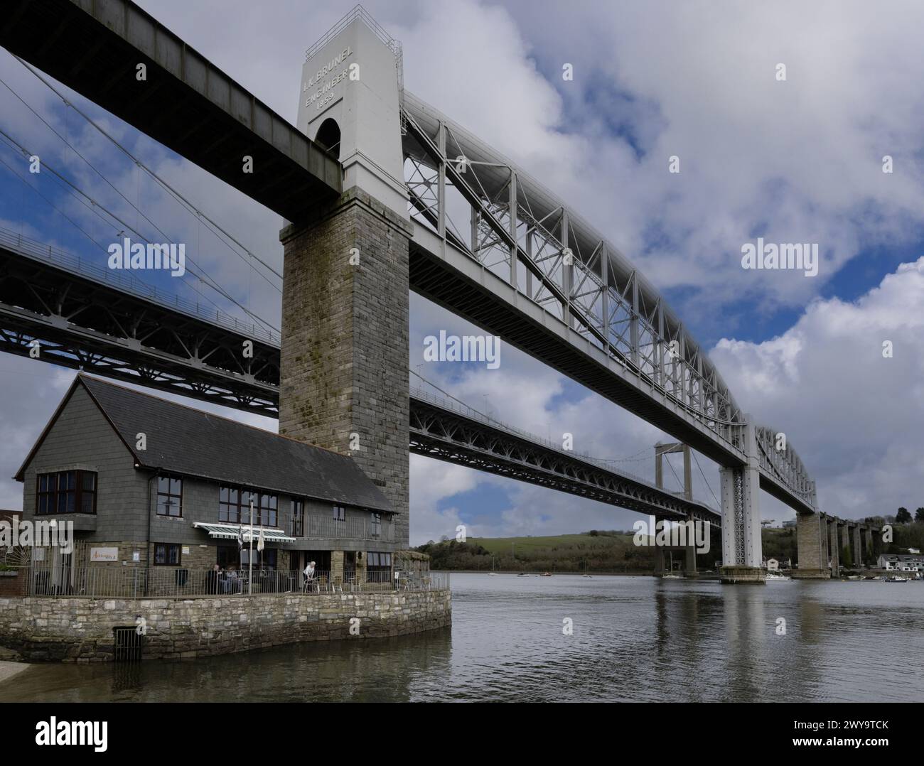 Pont Royal Albert de Brunel, Saltash, Cornouailles, Angleterre, Royaume-Uni Banque D'Images