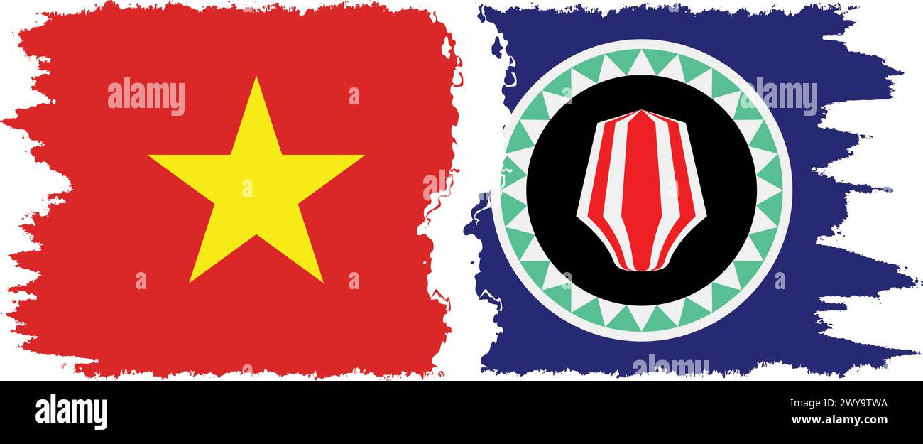 Bougainville et Vietnam grunge drapeaux connexion, vecteur Illustration de Vecteur