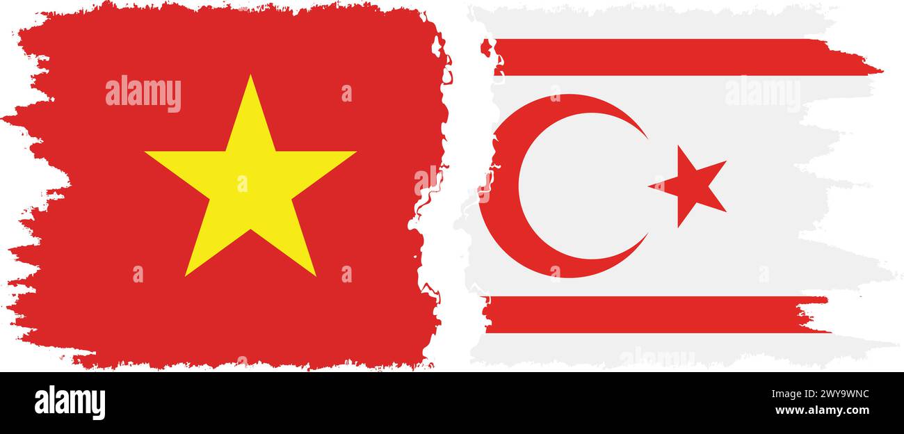 République turque de Chypre du Nord et Vietnam grunge drapeaux connexion, vecteur Illustration de Vecteur
