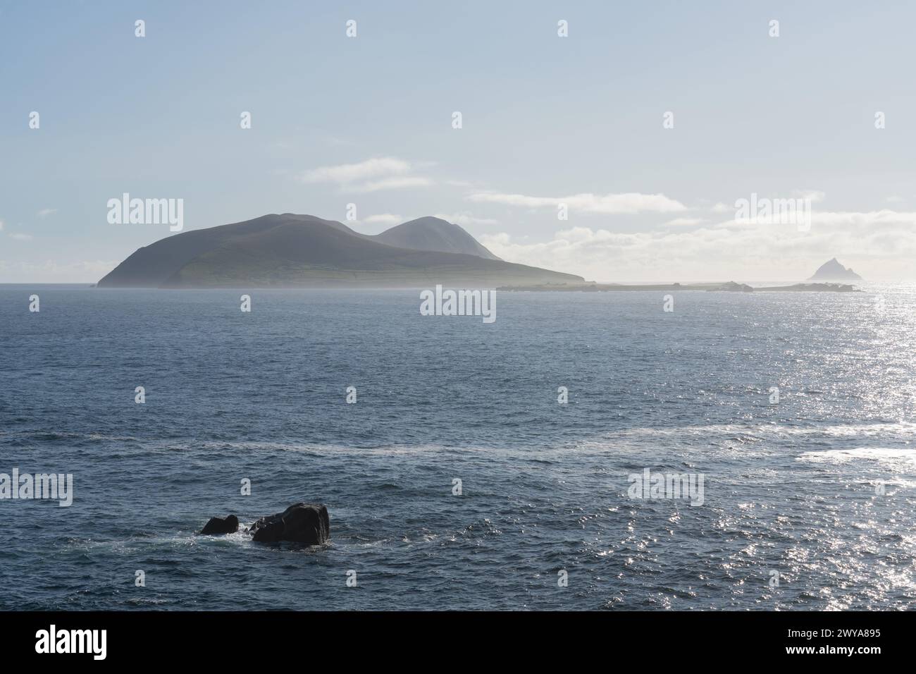 Les îles Blasket, vues de la péninsule de Dingle, comté de Kerry, Irlande, septembre. Banque D'Images
