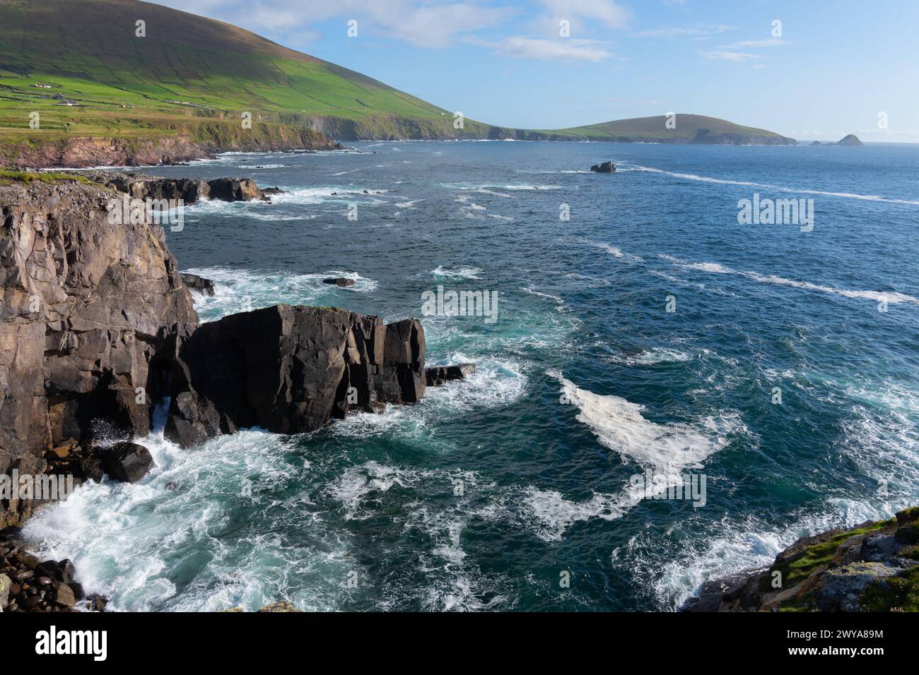 La côte irlandaise vue depuis la route R559 (Slea Head Drive). Banque D'Images