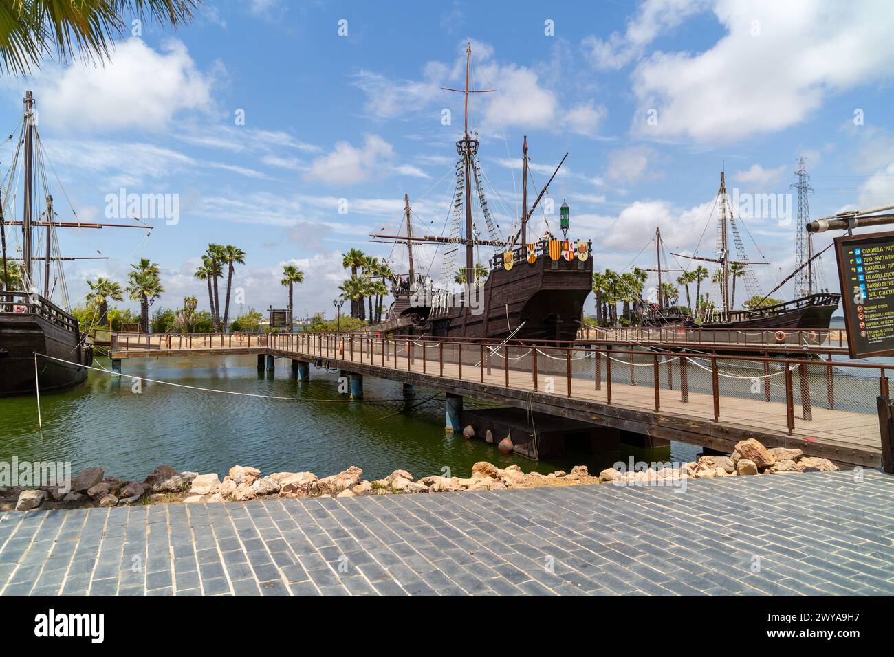 Muelle de las Carabelas. Huelva, Andalousie, Espagne Banque D'Images