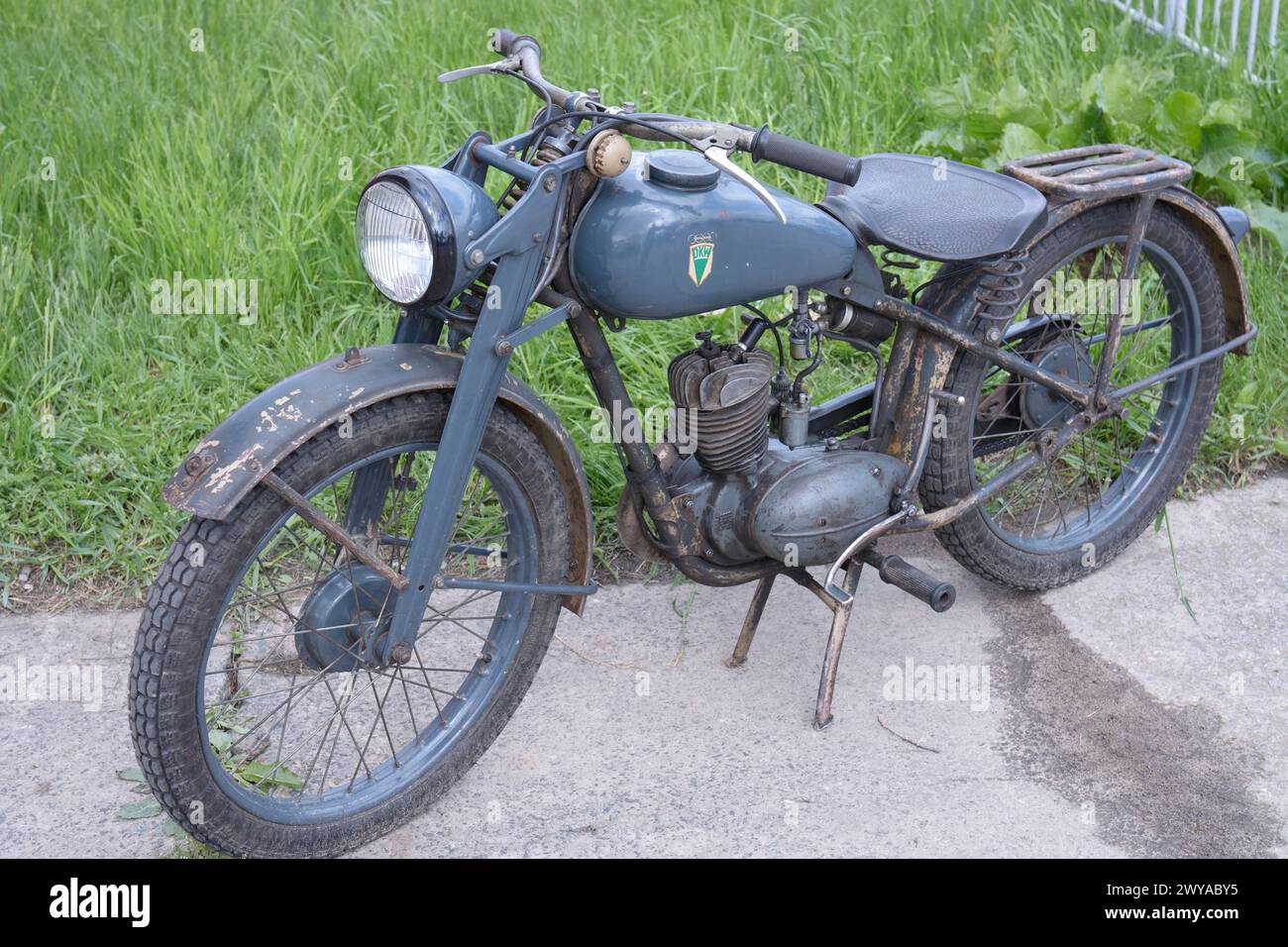 Allemagne moto rétro DKW garée. Festival OLD CAR Land. 12 mai 2019. Kiev, Ukraine Banque D'Images