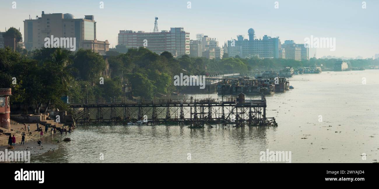 Inde, Kolkata, paysage urbain de la rivière Hoosely Banque D'Images