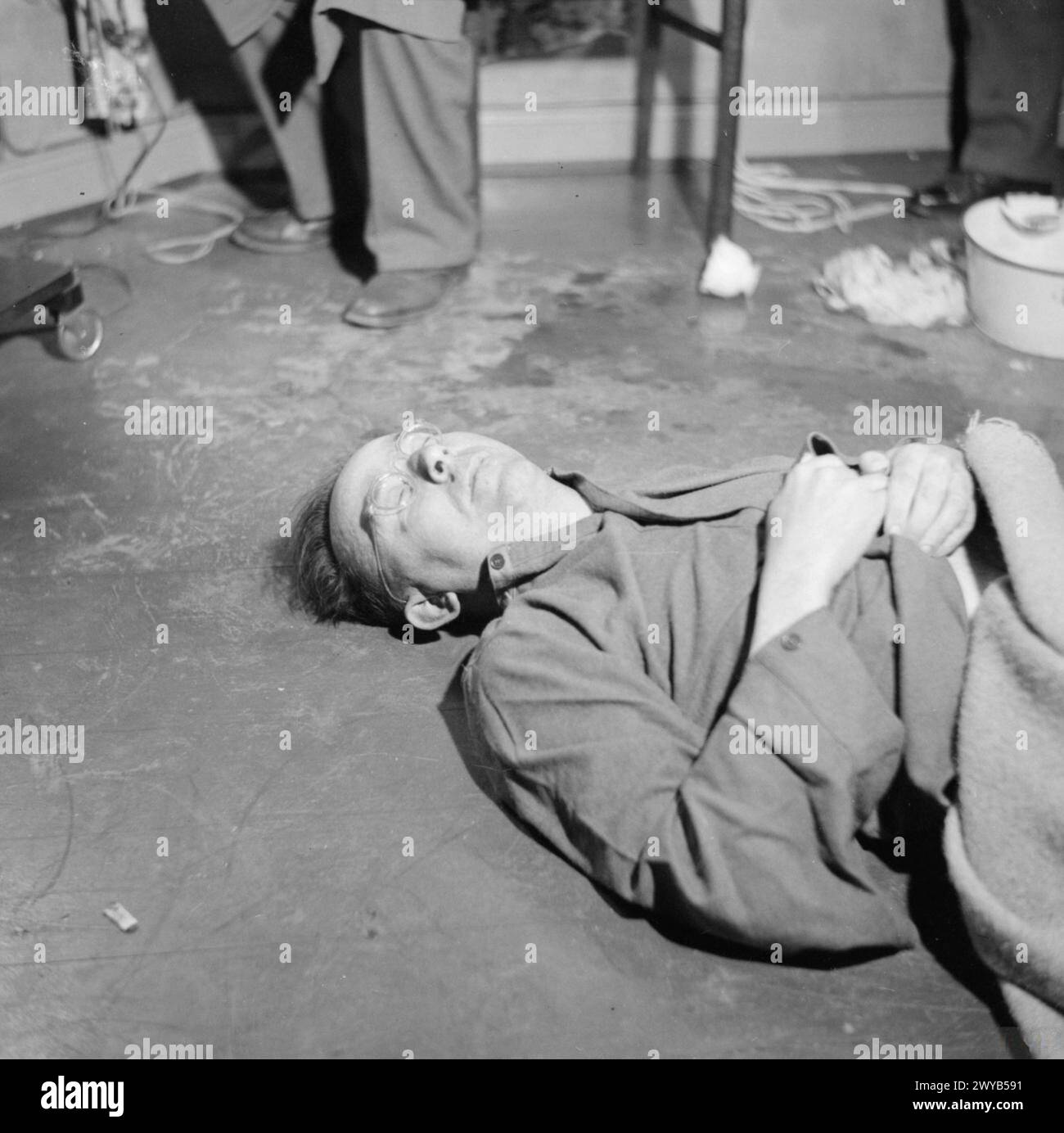 Le Reichsfuehrer SS Heinrich Himmler a été retrouvé mort le 24 mai 1945 en détention au quartier général de la 2e armée à Luneburg, en Allemagne, à la suite de son suicide le 23 mai 1945. Banque D'Images