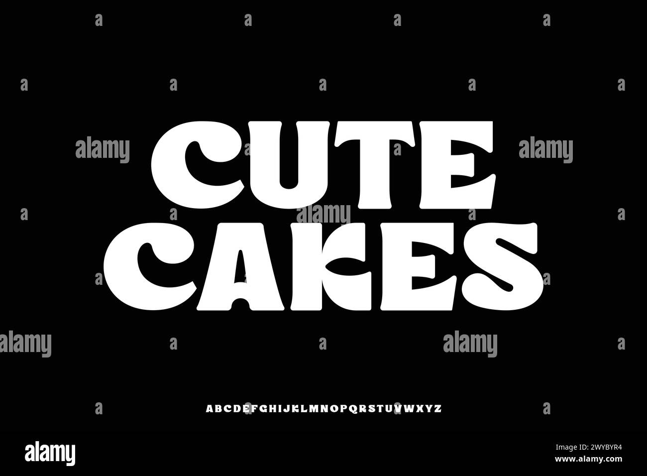 Vecteur de police d'affichage de l'alphabet de gâteaux mignons ludiques audacieux. Police de caractères amusante serif Illustration de Vecteur