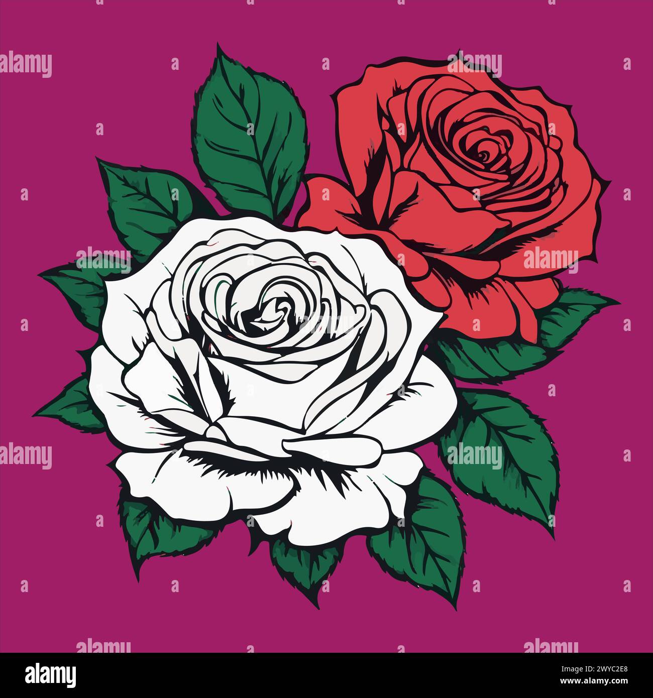 Art vectoriel de dessin animé rose étonnant, style de tatouage Illustration de Vecteur