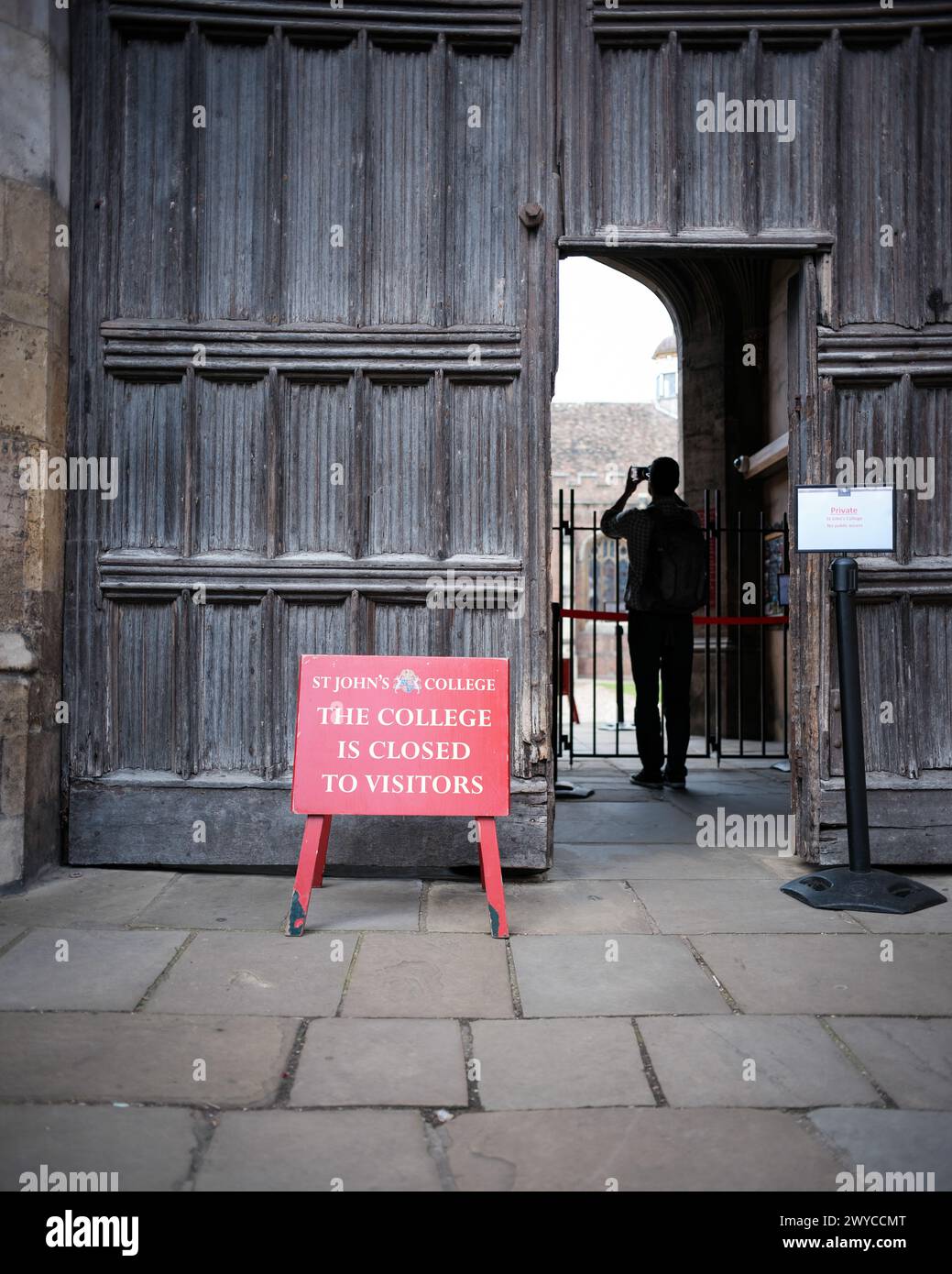 Aucun visiteur ne signe à un University College de Cambridge University, Royaume-Uni Banque D'Images