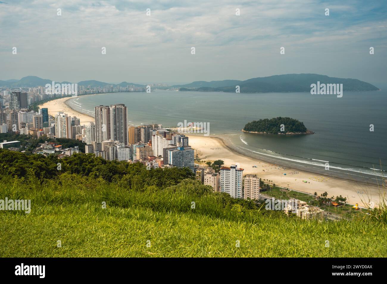 Vue panoramique depuis Santos, Brésil. Banque D'Images