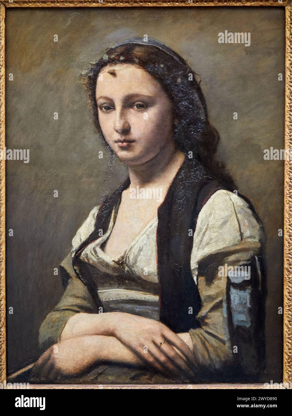 'La femme à la perle', 1868-1870, Camille Corot, 1796-1875, Musée du Louvre, Paris, France, Europe. Banque D'Images