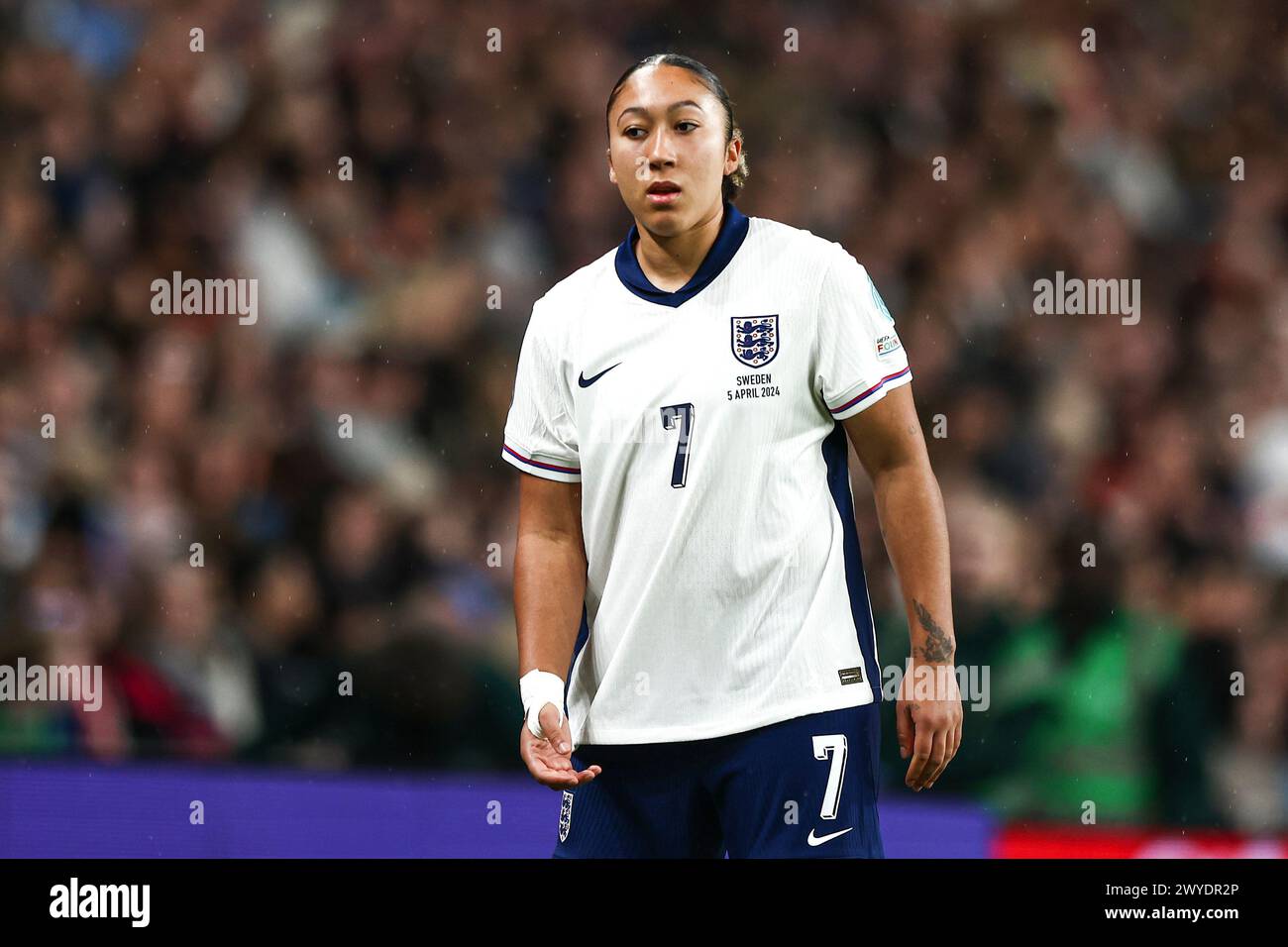 Lauren James de l'Angleterre lors du match du Championnat d'Europe féminin de l'UEFA Ligue A, Groupe 3 entre l'Angleterre féminine et la Suède au stade de Wembley, Londres le vendredi 5 avril 2024. (Photo : Tom West | mi News) crédit : MI News & Sport /Alamy Live News Banque D'Images