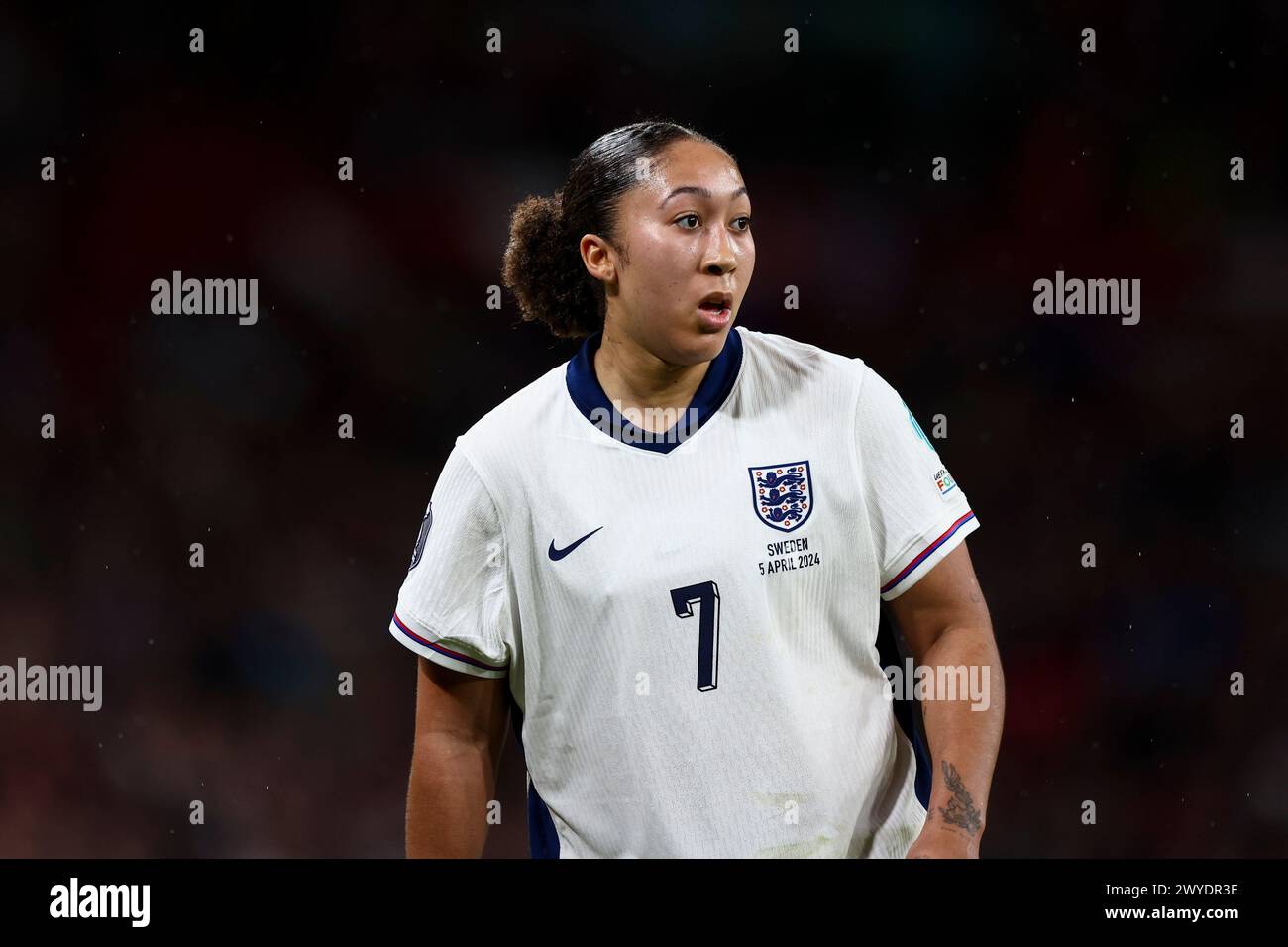 Lauren James de l'Angleterre lors du match du Championnat d'Europe féminin de l'UEFA Ligue A, Groupe 3 entre l'Angleterre féminine et la Suède au stade de Wembley, Londres le vendredi 5 avril 2024. (Photo : Tom West | mi News) crédit : MI News & Sport /Alamy Live News Banque D'Images