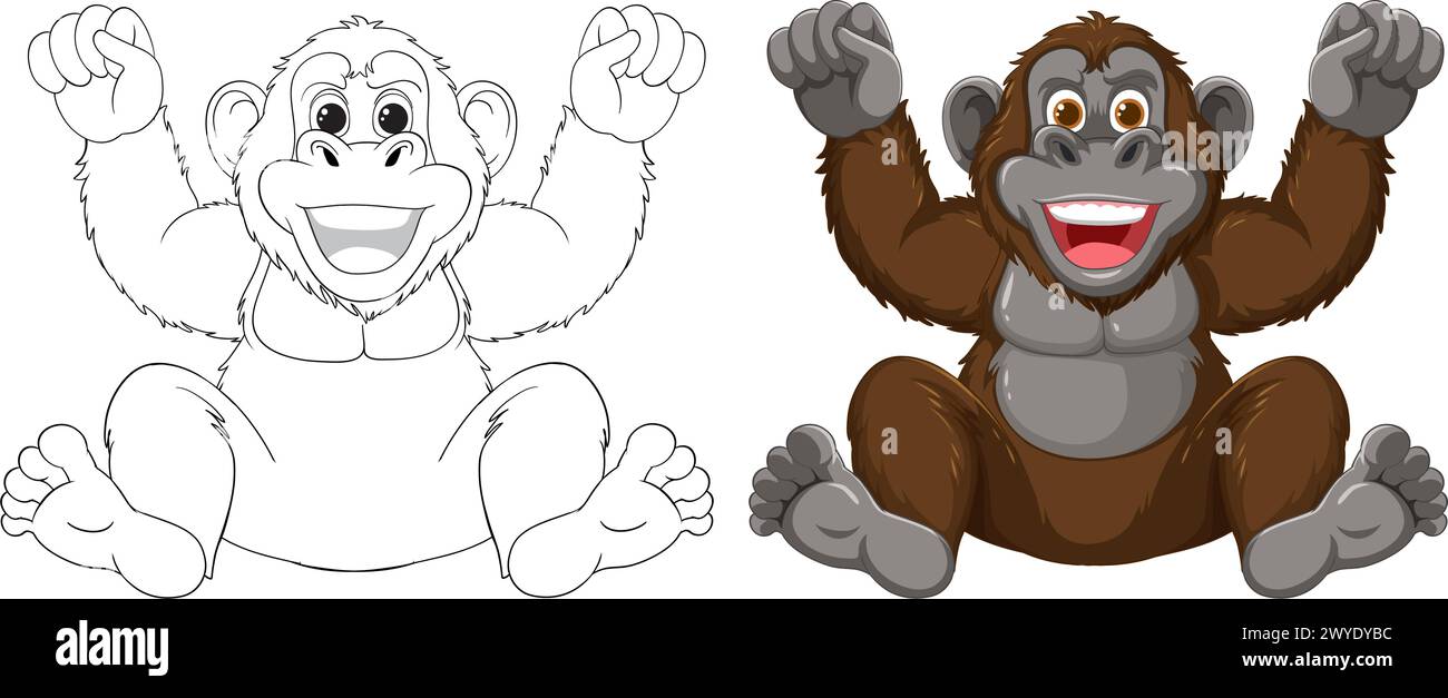 Illustration vectorielle d'un singe, coloré et délimité. Illustration de Vecteur