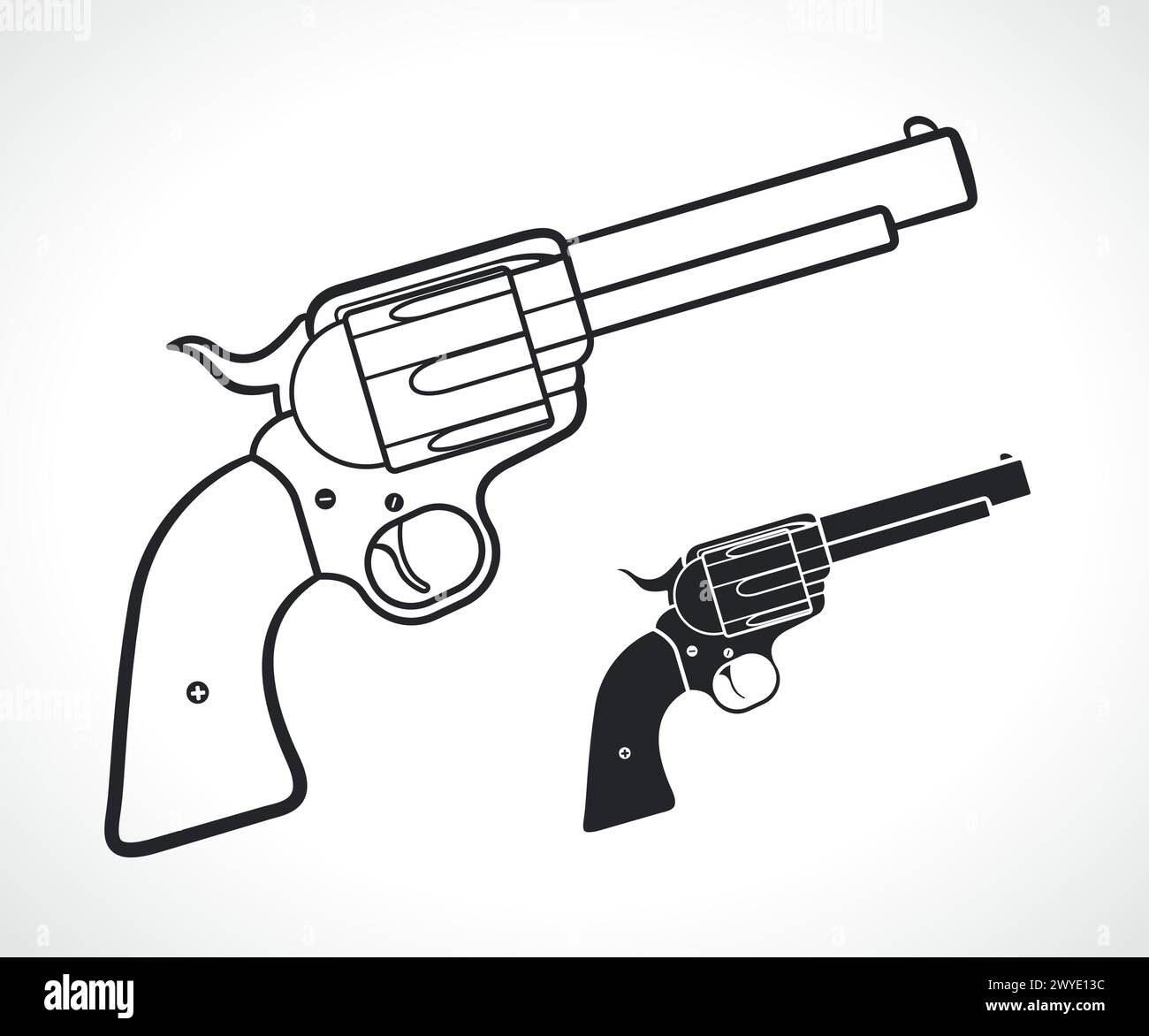 Illustration du contour noir du pistolet ou du pistolet Illustration de Vecteur