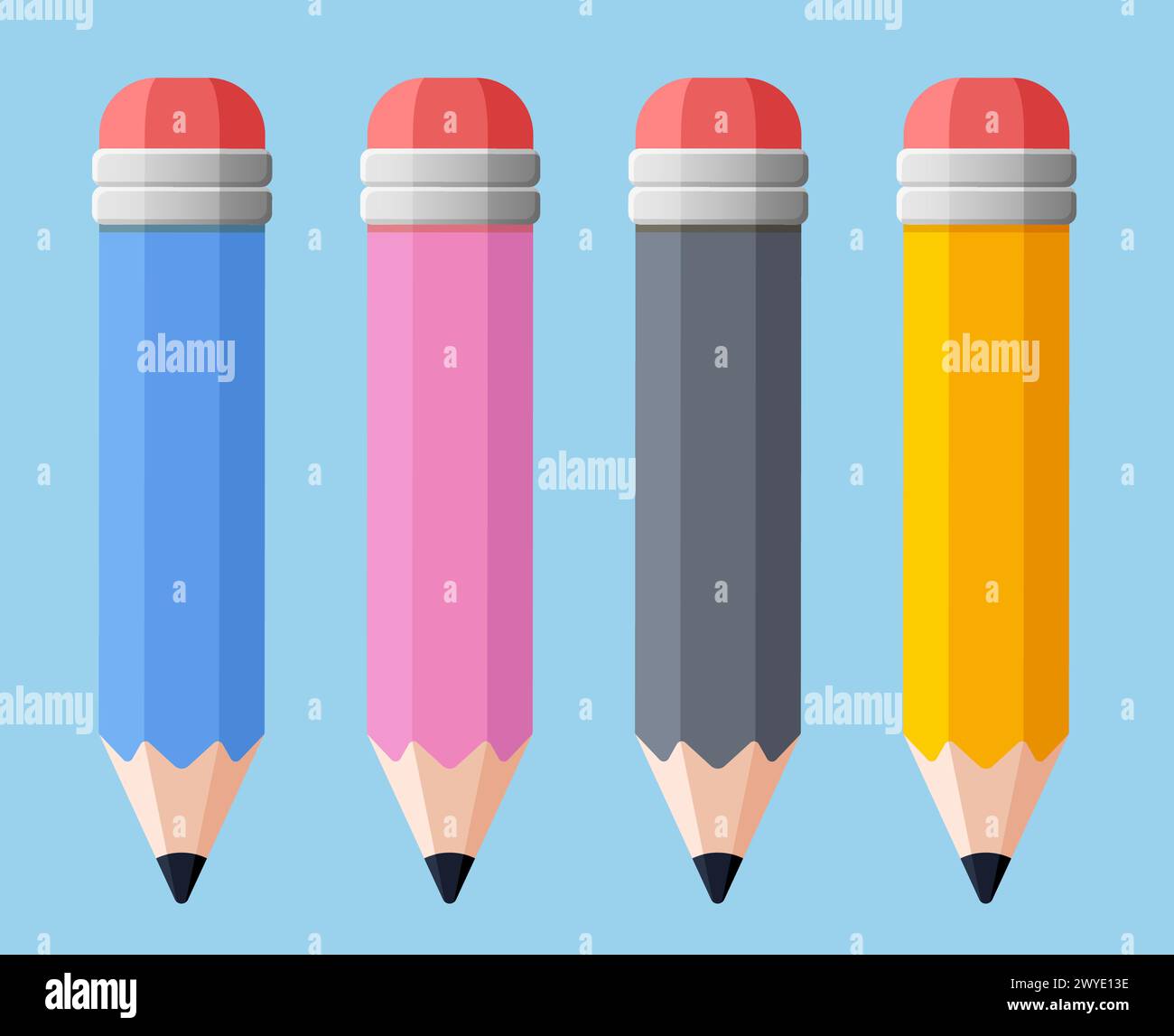 Illustration de crayons set plat design isolé Illustration de Vecteur