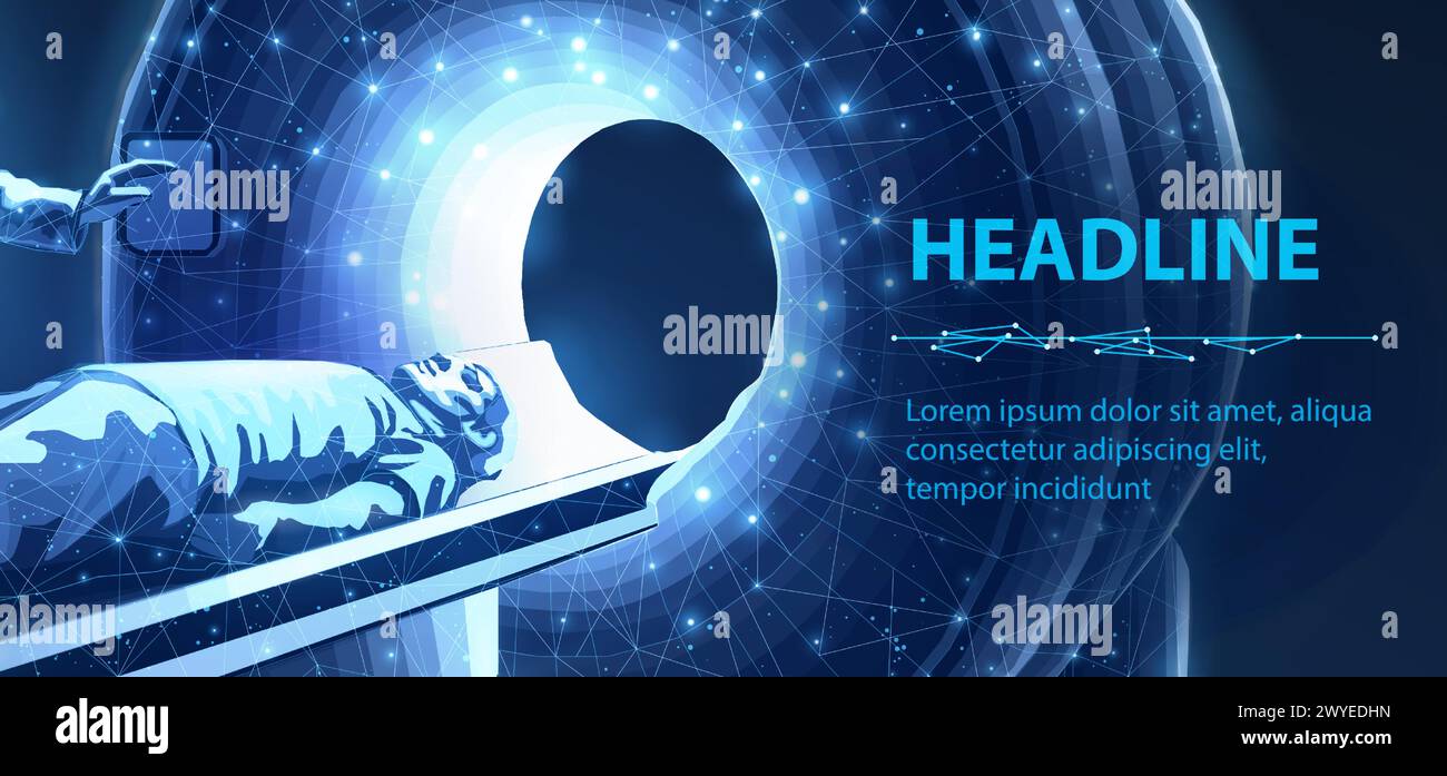 Appareil IRM. TDM tête, imagerie cérébrale, radiologie diagnostique Illustration de Vecteur